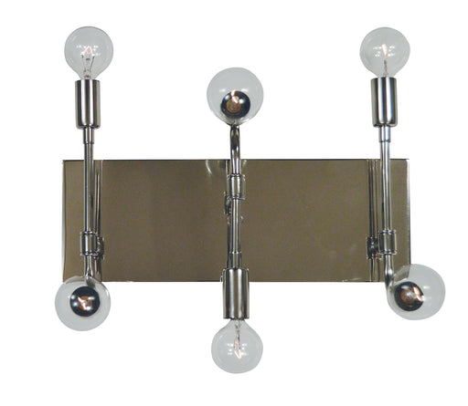 Framburg 5018 PN/MBLACK Fusion Six Light Wall Sconce, Polished Nickel with Matte Black Accents Main Image.jpg