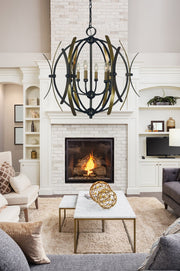 Framburg 5055 MB/AB Monique Six Light Chandelier, Mahogany Bronze with Antique Brass Accents Alternate Image.jpg