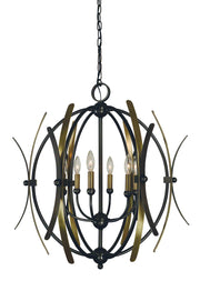 Framburg 5055 MB/AB Monique Six Light Chandelier, Mahogany Bronze with Antique Brass Accents Main Image.jpg