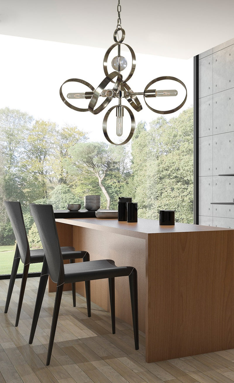 Framburg 5064 PN Copernicus Five Light Chandelier, Polished Nickel Alternate Image.jpg