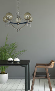 Framburg 5065 PN/MBLACK Calista Five Light Chandelier, Polished Nickel with Matte Black Accents Alternate Image.jpg