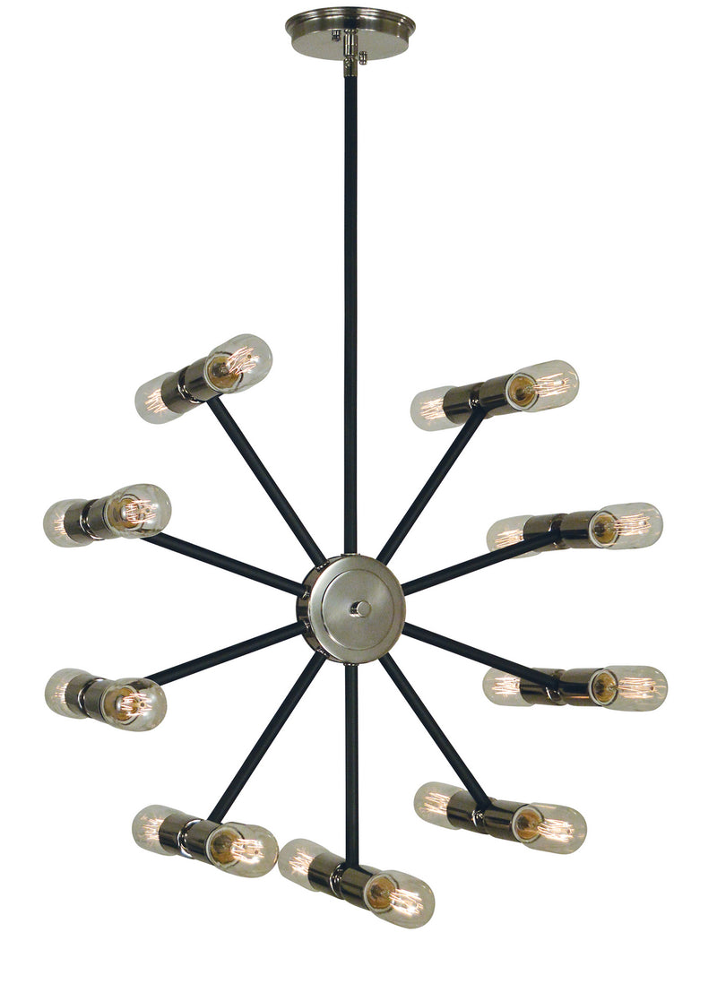 Framburg 5086 PN/MBLACK Nebula 18 Light Chandelier, Polished Nickel with Matte Black Accents Main Image.jpg