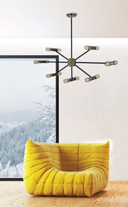 Framburg 5088 PN/MBLACK Nebula 14 Light Chandelier, Polished Nickel with Matte Black Accents Alternate Image.jpg