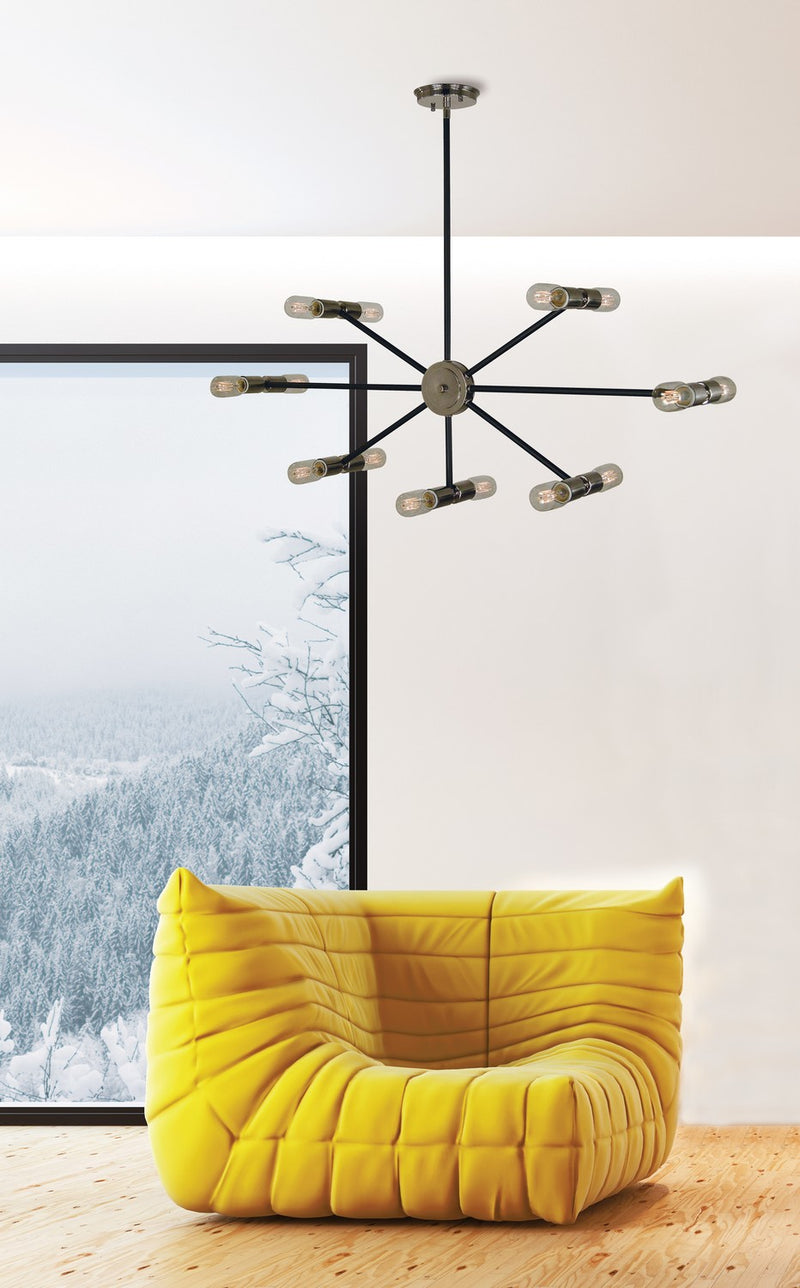 Framburg 5088 PN/MBLACK Nebula 14 Light Chandelier, Polished Nickel with Matte Black Accents Alternate Image.jpg
