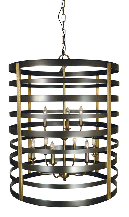 Framburg 5098 MB/AB Pastoral Nine Light Foyer Chandelier, Mahogany Bronze with Antique Brass Accents Main Image.jpg