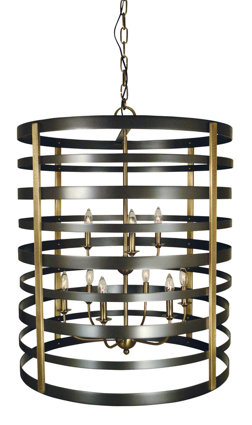 Framburg 5098 MB/AB Pastoral Nine Light Foyer Chandelier, Mahogany Bronze with Antique Brass Accents Main Image.jpg