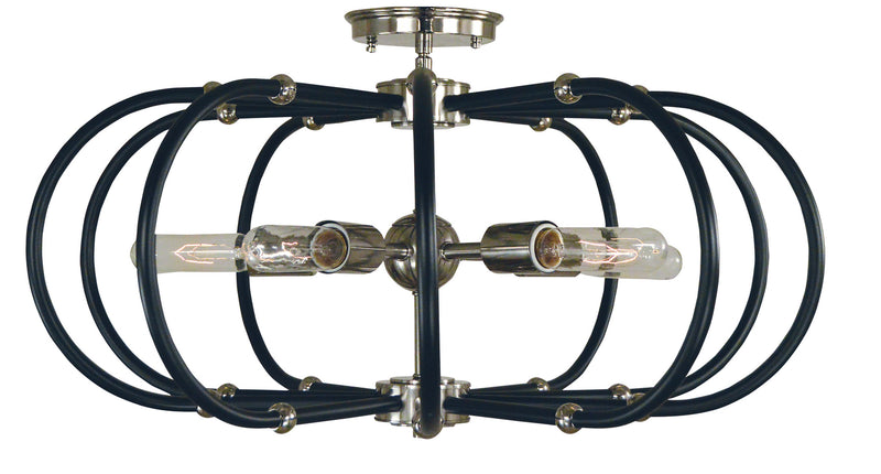 Framburg 5100 PN/MBLACK Pulsar Five Light Flush / Semi-Flush Mount, Polished Nickel with Matte Black Accents Main Image.jpg