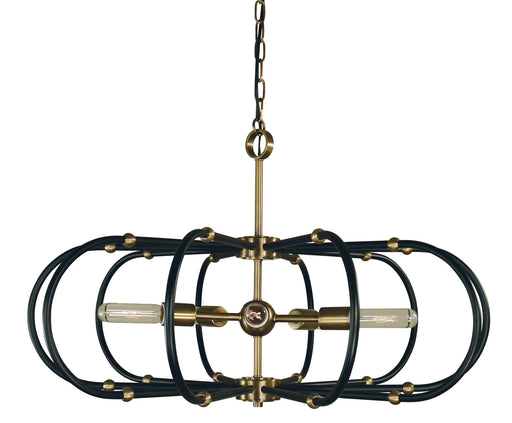 Framburg 5105 AB/MBLACK Pulsar Five Light Chandelier, Antique Brass with Matte Black Accents Main Image.jpg