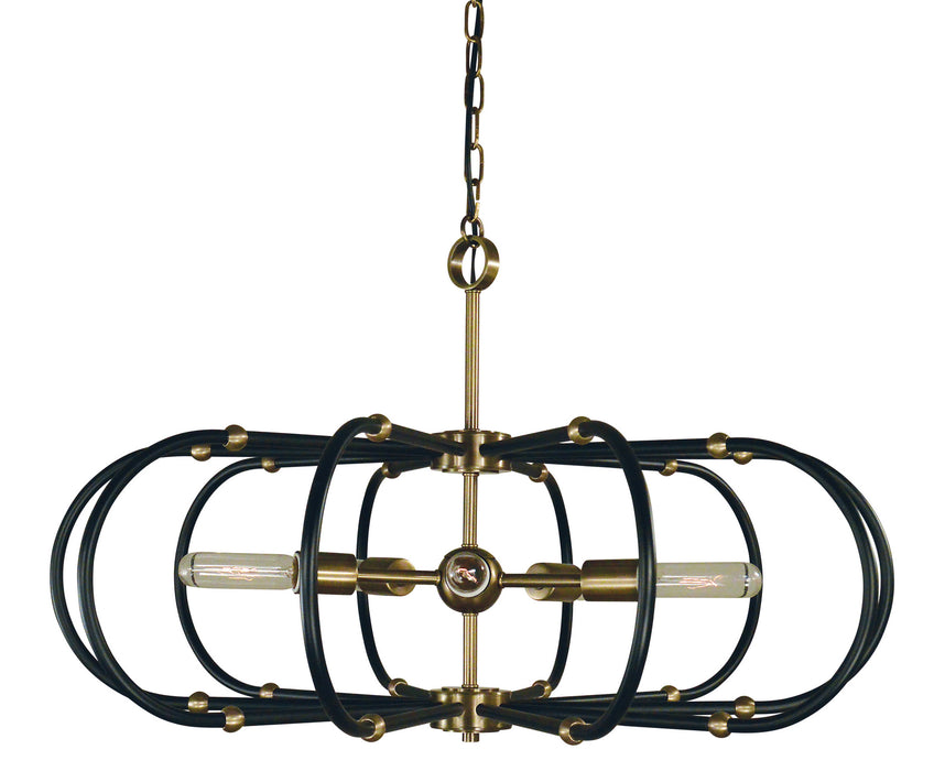 Framburg 5105 AB/MBLACK Pulsar Five Light Chandelier, Antique Brass with Matte Black Accents Main Image.jpg