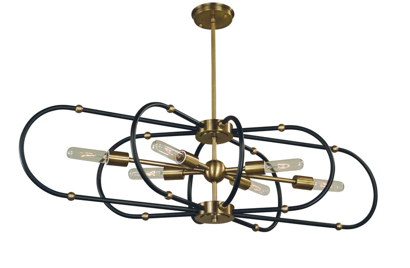 Framburg 5106 AB/MBLACK Pulsar Six Light Chandelier, Antique Brass with Matte Black Accents Main Image.jpg