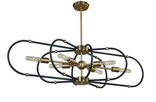 Framburg 5106 AB/MBLACK Pulsar Six Light Chandelier, Antique Brass with Matte Black Accents Main Image.jpg