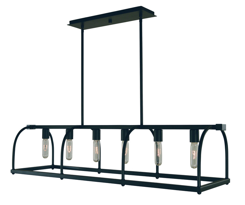 Framburg 5476 MBLACK Kenmare Six Light Island Chandelier, Matte Black Main Image.jpg