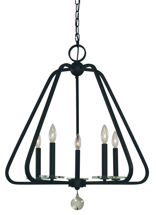 Framburg 5515 MBLACK Triangulum Five Light Chandelier, Matte Black Main Image.jpg