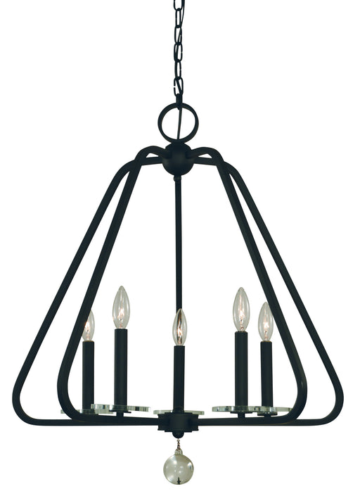 Framburg 5515 MBLACK Triangulum Five Light Chandelier, Matte Black Main Image.jpg