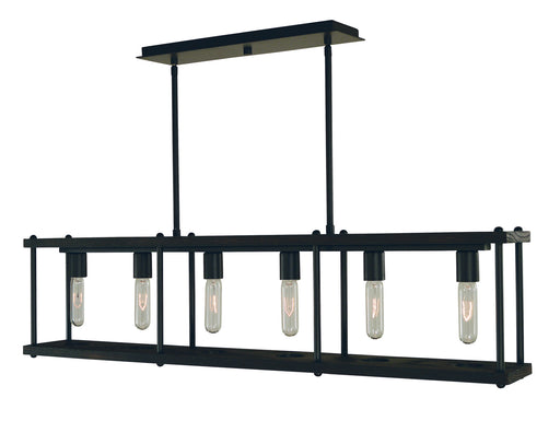 Framburg 5536 MBLACK Industria Six Light Island Chandelier, Matte Black Main Image.jpg