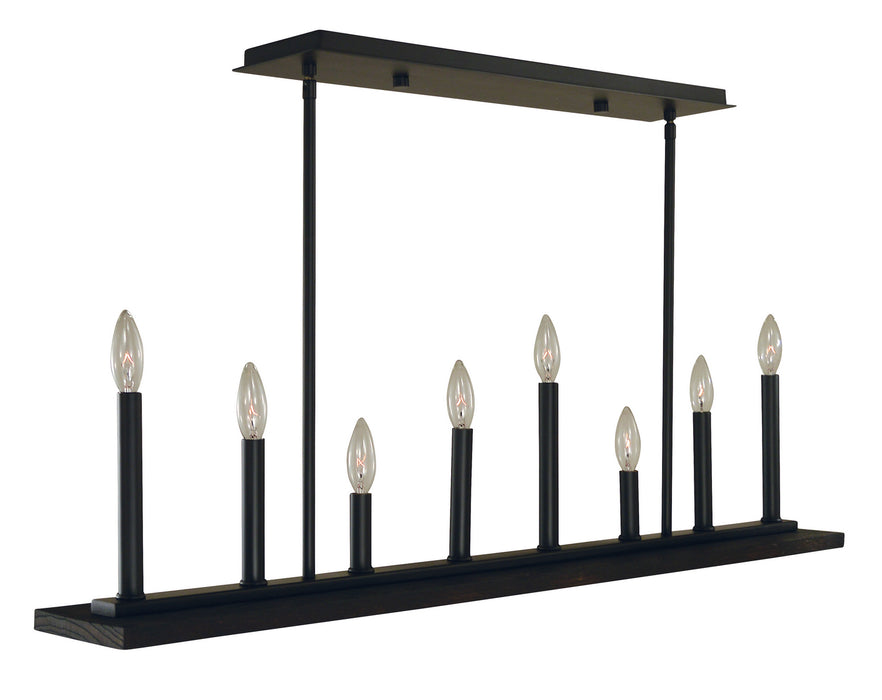 Framburg 5538 MBLACK Industria Eight Light Island Chandelier, Matte Black Main Image.jpg