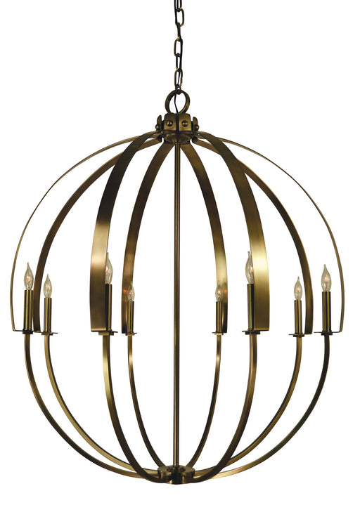 Framburg 4728 AB Luna Eight Light Foyer Chandelier, Antique Brass Main Image.jpg