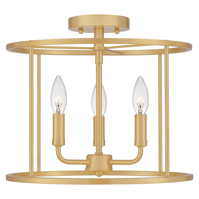 Quoizel ABR1714AB Abner Three Light Semi Flush Mount, Aged Brass Main Image.jpg