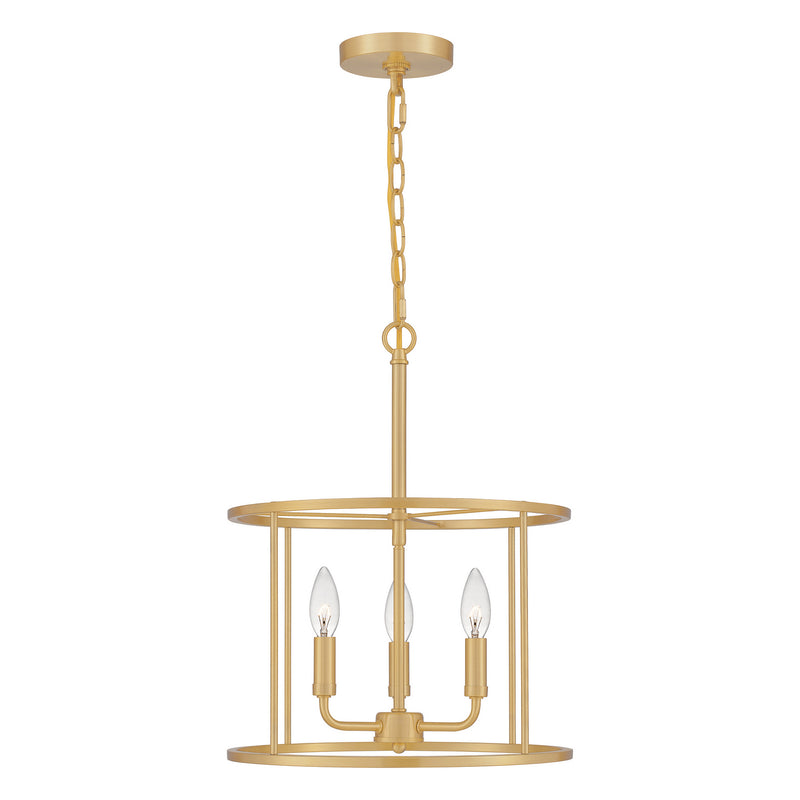 Quoizel ABR2814AB Abner Three Light Pendant, Aged Brass Main Image.jpg