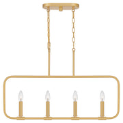 Quoizel ABR432AB Abner Four Light Linear Chandelier, Aged Brass Main Image.jpg