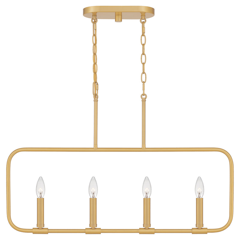 Quoizel ABR432AB Abner Four Light Linear Chandelier, Aged Brass Main Image.jpg