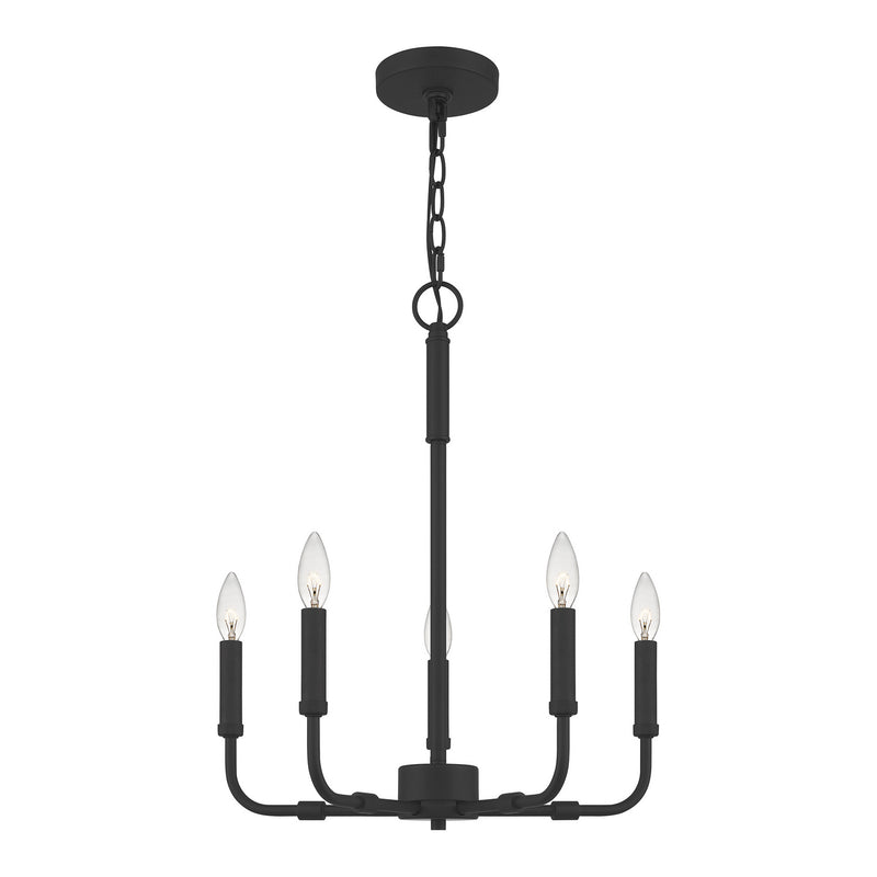 Quoizel ABR5018MBK Abner Five Light Chandelier, Matte Black Main Image.jpg