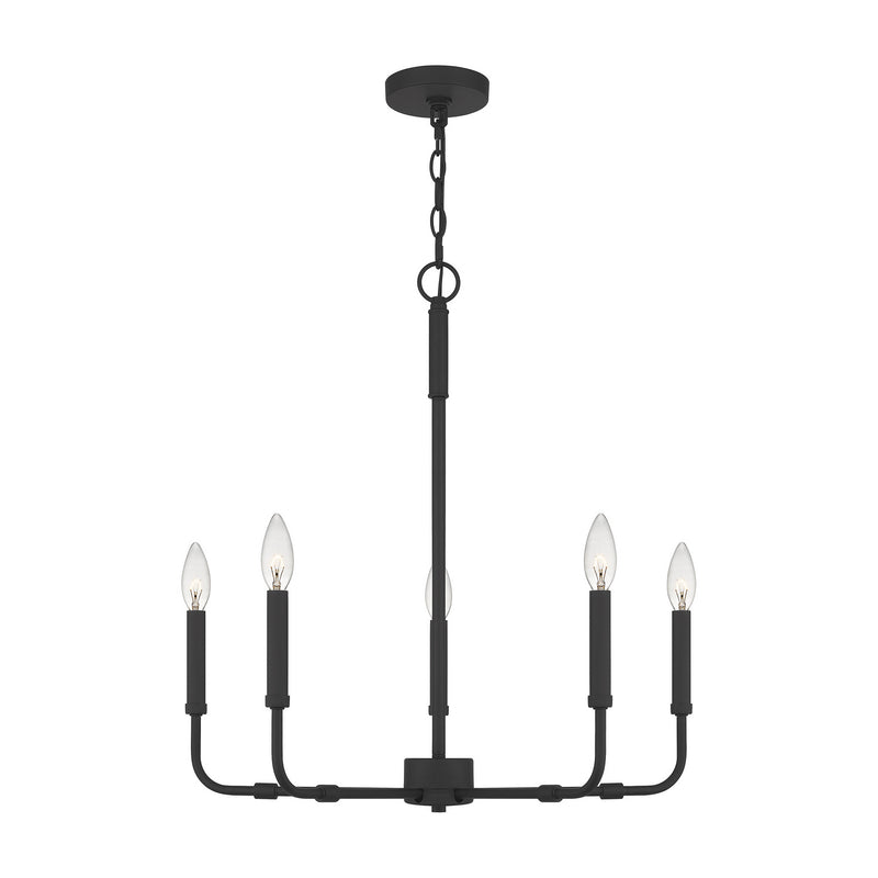 Quoizel ABR5024MBK Abner Five Light Chandelier, Matte Black Main Image.jpg