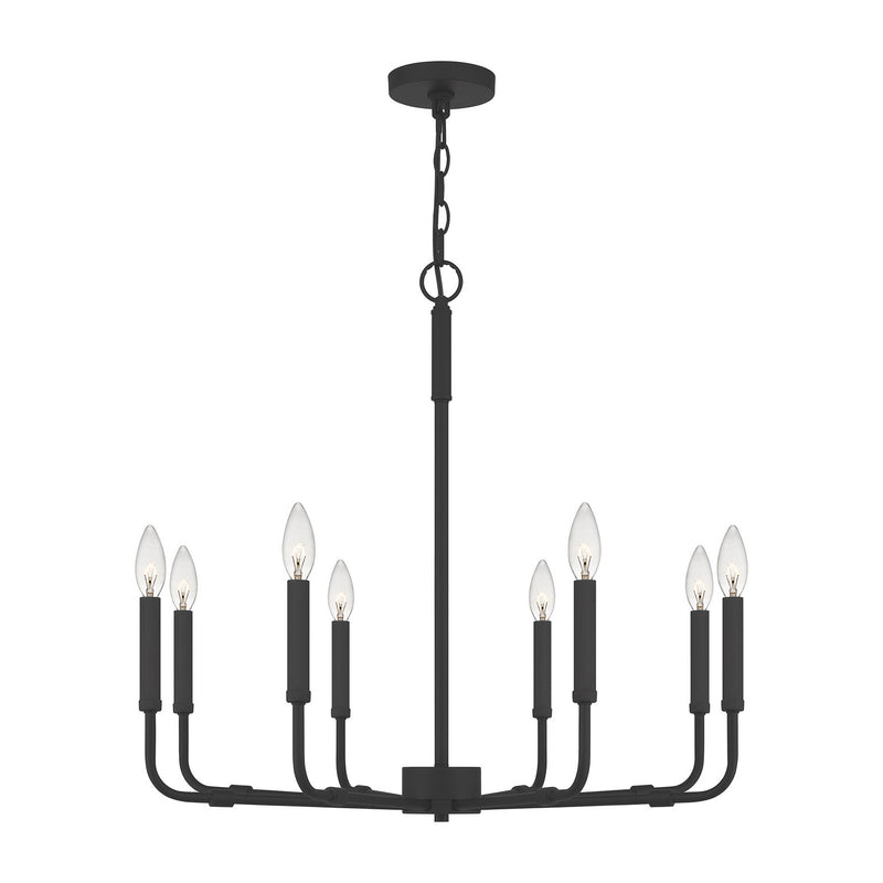 Quoizel ABR5028MBK Abner Eight Light Chandelier, Matte Black Main Image.jpg