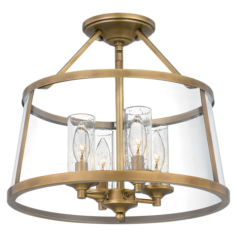 Quoizel BAW1716WS Barlow Four Light Semi-Flush Mount, Weathered Brass Main Image.jpg