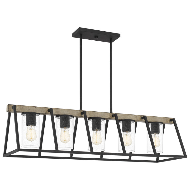 Quoizel BRT3542GK Brockton Five Light Linear Chandelier, Grey Ash Main Image.jpg
