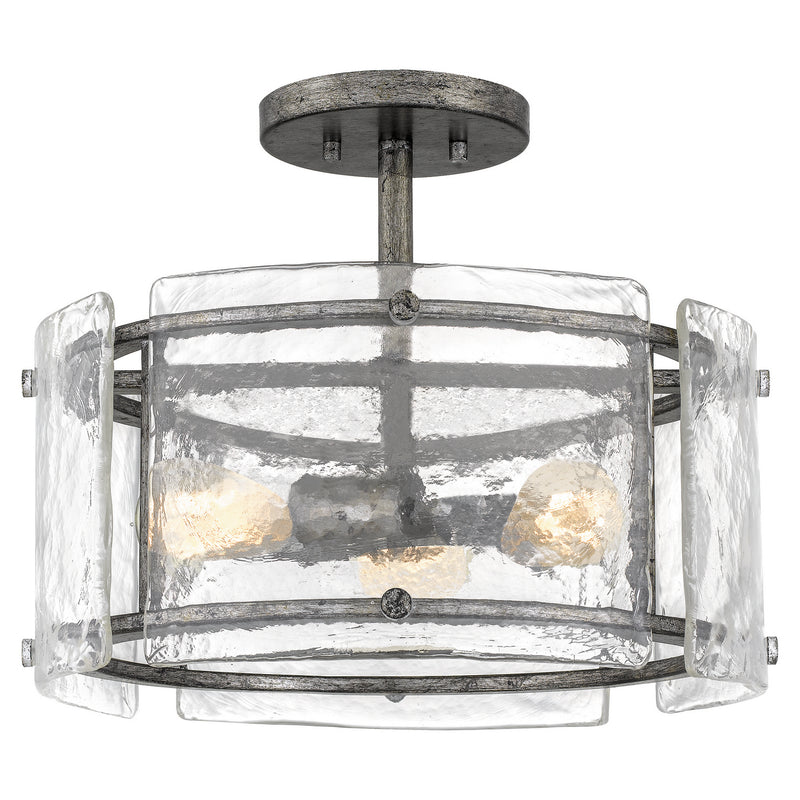 Quoizel FTS1716MM Fortress Three Light Semi Flush Mount, Mottled Silver Main Image.jpg