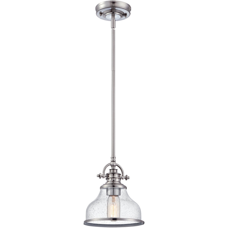 Quoizel GRTS1508BN Grant One Light Mini Pendant, Brushed Nickel Main Image.jpg
