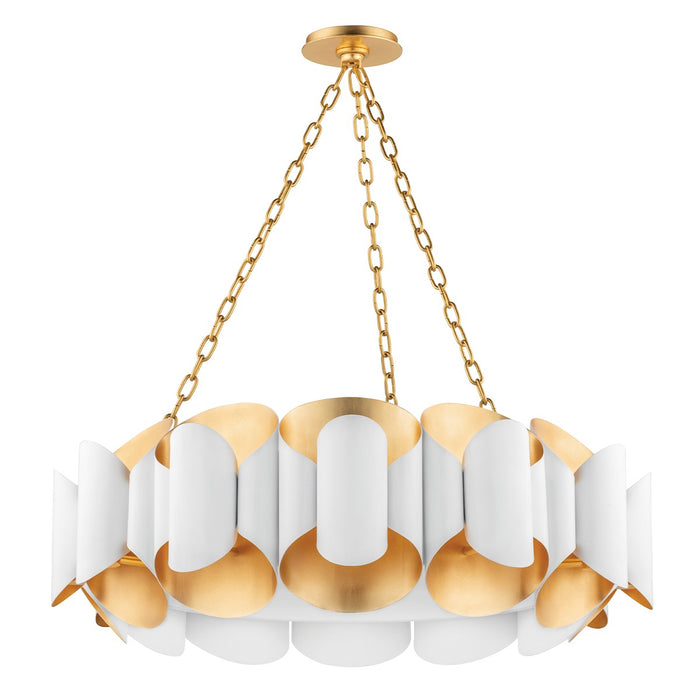 Hudson Valley 8534-GL/WH Banks 12 Light Chandelier, Gold Leaf/White Main Image.jpg