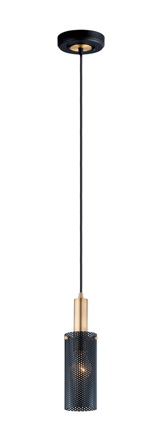 Maxim 10081BKSBR Perf One Light Mini Pendant, Black / Satin Brass Main Image.jpg