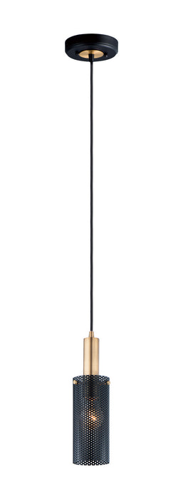 Maxim 10081BKSBR Perf One Light Mini Pendant, Black / Satin Brass Main Image.jpg