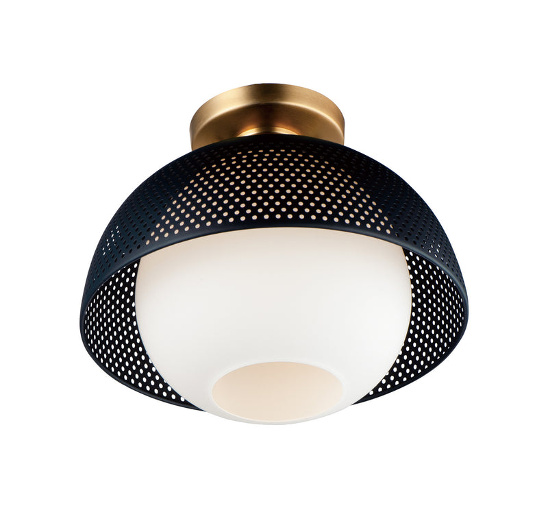 Maxim 10083WTBKSBR Perf One Light Flush Mount, Black / Satin Brass Main Image.jpg