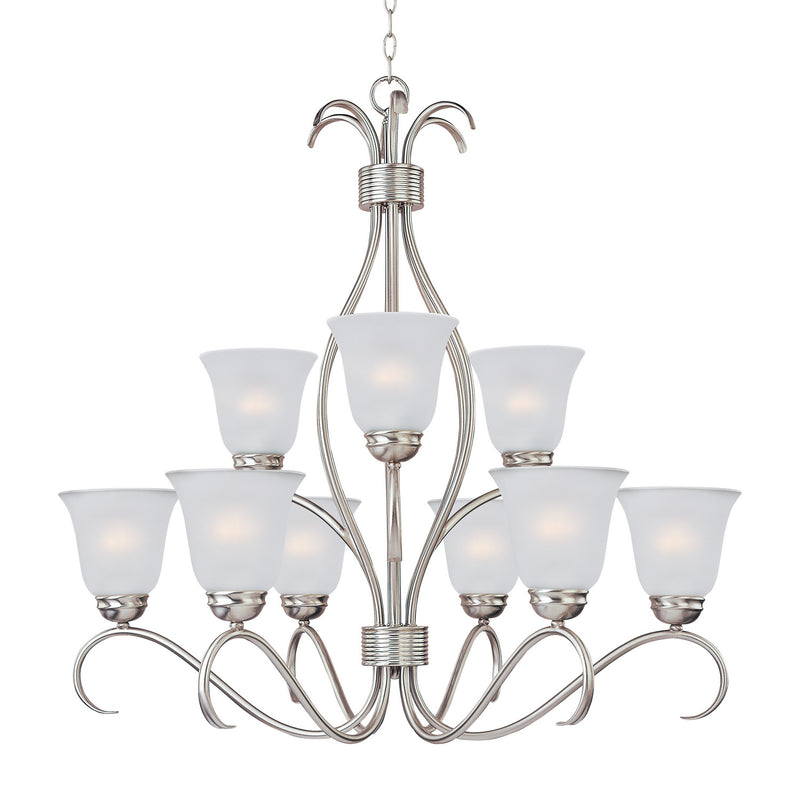 Maxim 10128FTSN Basix Nine Light Chandelier, Satin Nickel Main Image.jpg