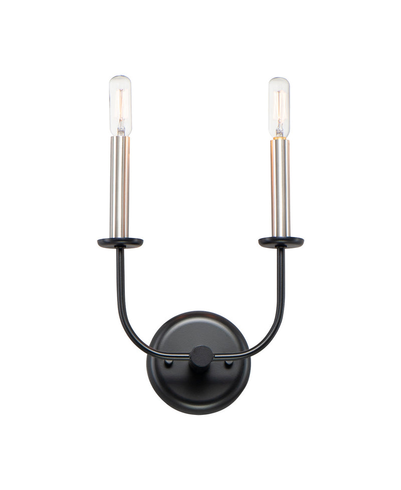 Maxim 10322BKSN Wesley Two Light Wall Sconce, Black / Satin Nickel Main Image.jpg