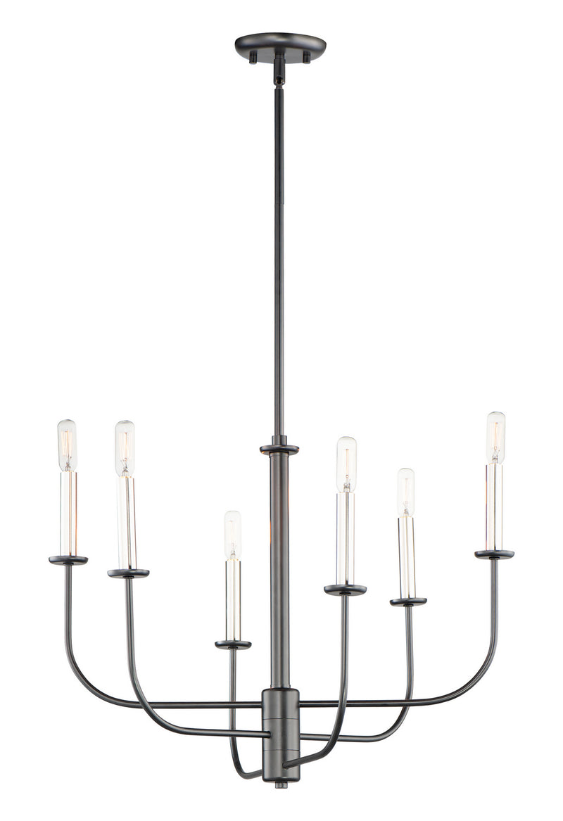 Maxim 10326BKSN Wesley Six Light Chandelier, Black / Satin Nickel Main Image.jpg