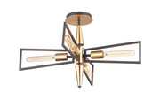 Maxim 11650BKSBR Wings Four Light Flush Mount, Black / Satin Brass Main Image.jpg