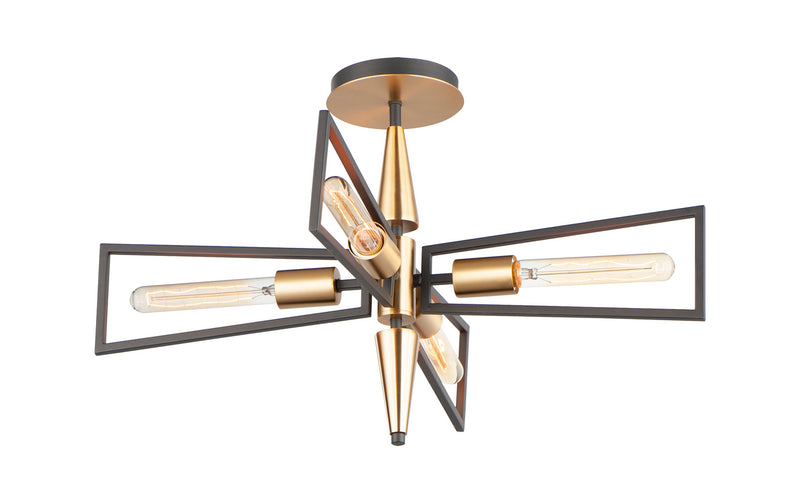 Maxim 11650BKSBR Wings Four Light Flush Mount, Black / Satin Brass Main Image.jpg
