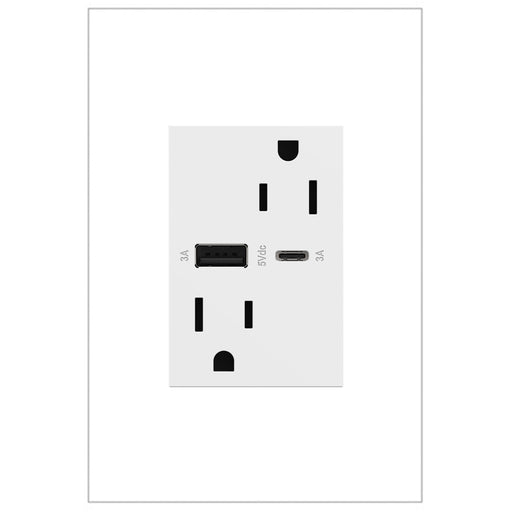 Legrand ARTRUSB156ACW4 Adorne Tamper-Resistant Ultra-Fast USB Type-A/C Outlet, White Main Image