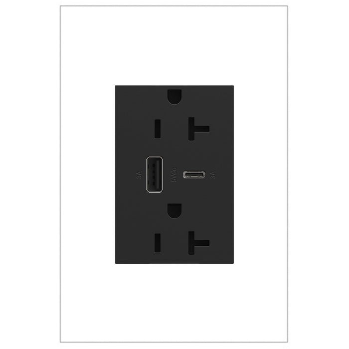 Legrand ARTRUSB206ACG4 Adorne Tamper-Resistant Ultra-Fast USB Type-A/C Outlet, Graphite Main Image