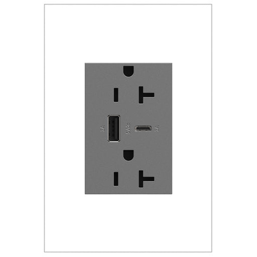 Legrand ARTRUSB206ACM4 Adorne Tamper-Resistant Ultra-Fast USB Type-A/C Outlet, Magnesium Main Image