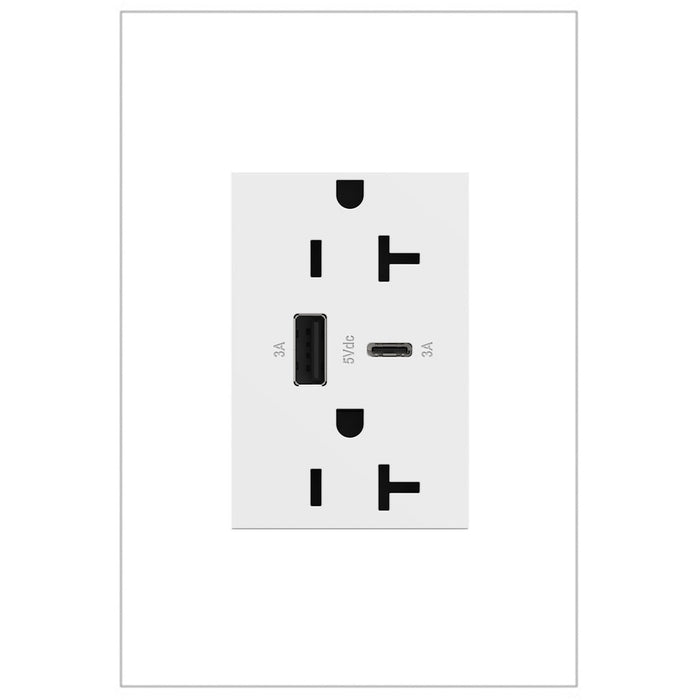 Legrand ARTRUSB206ACW4 Adorne Tamper-Resistant Ultra-Fast USB Type-A/C Outlet, White Main Image