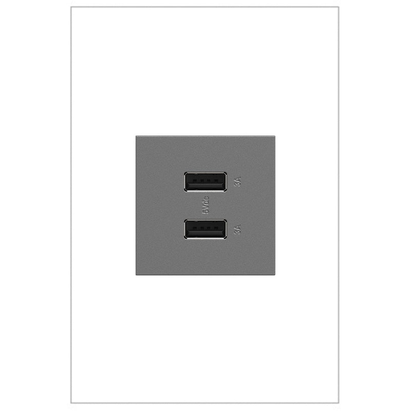 adorne® ARUSB2AA6M4 Ultra-Fast USB Type-A/A Outlet Module, Magnesium Main Image.jpg