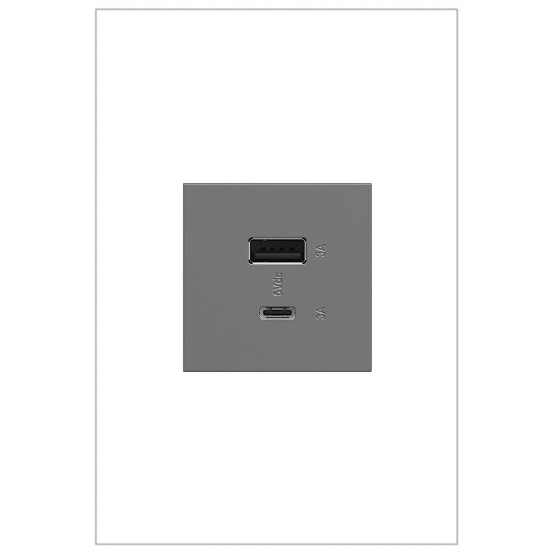 adorne® ARUSB2AC6M4 Ultra-Fast USB Type-A/C Outlet Module, Magnesium Main Image.jpg