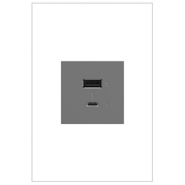 Legrand ARUSB2AC6M4 Adorne USB Type-A/C Outlet Module, Magnesium Main Image