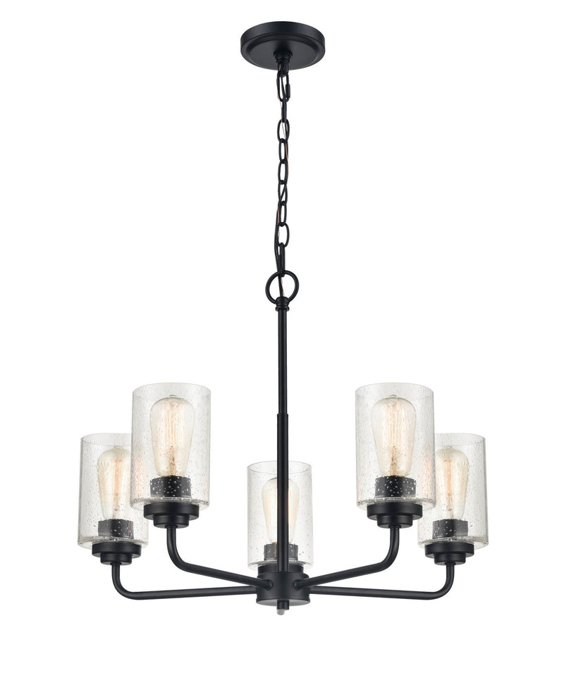 Millennium 9605-MB Moven Five Light Chandelier, Matte Black Main Image.jpg