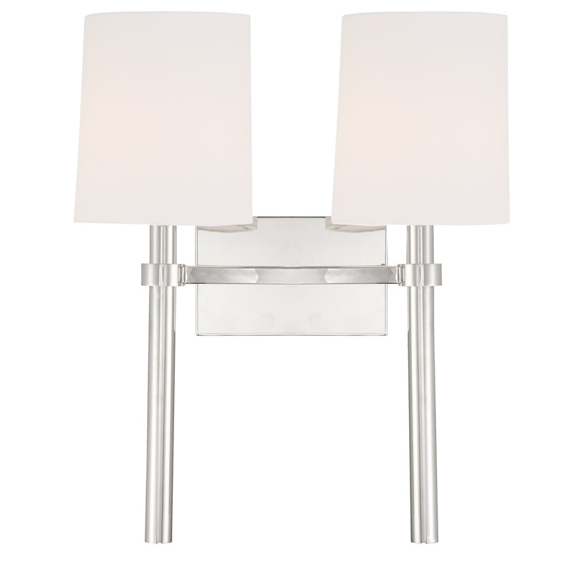Crystorama BRO-452-PN Bromley Two Light Wall Sconce Polished Nickel Main Image.jpg